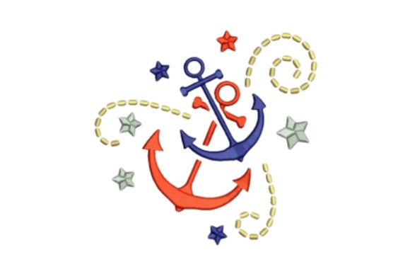 Boat Anchors Embroidery Design