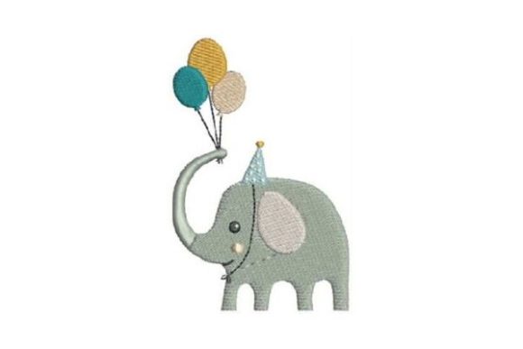 Elephant Balloons Embroidery Design