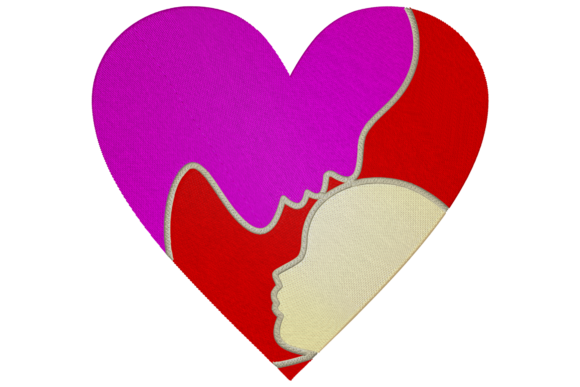 Heart Mother and Baby Embroidery Design