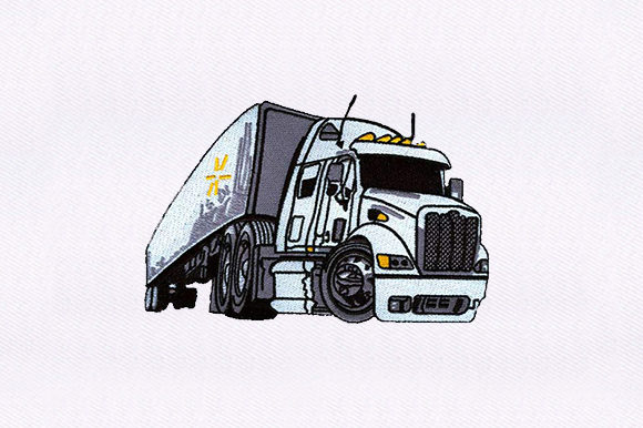 Semi Tractor Trailer Embroidery