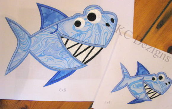 Smiley Shark Embroidery Design